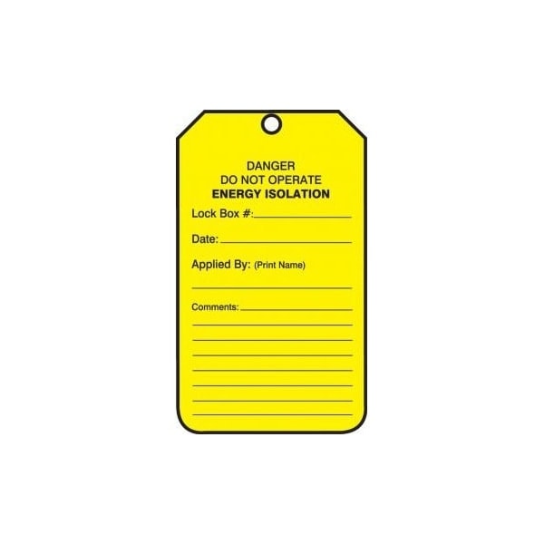 Accuform Safety Tags, DANGER DO NOT OPERATE ENERGY ISOLATION TAG, 5.75in x 3.25in, PF-Cardstock, 25PK MDT401CTP - main